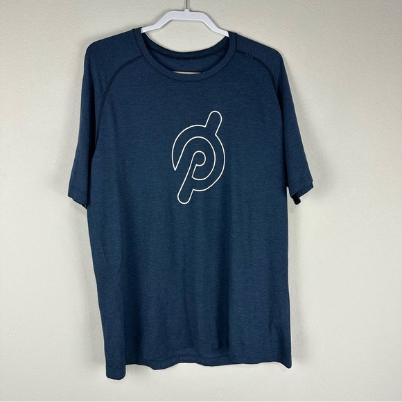 Lululemon Peloton Men’s Dark Blue Short Sleeve Metal Vent Athletic Shirt XXL - Picture 1 of 4